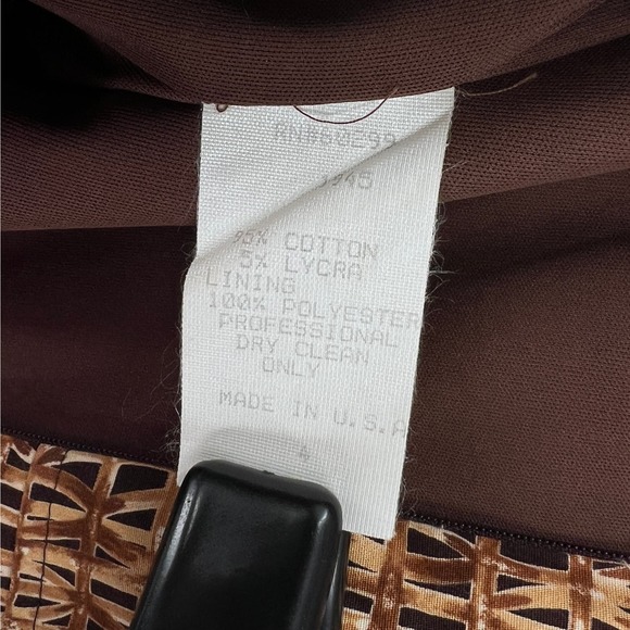 CHETTA B Vintage Dress Womens 4 Tan Brown Cotton Square Neck Sleeveless Sheath - Picture 14 of 16